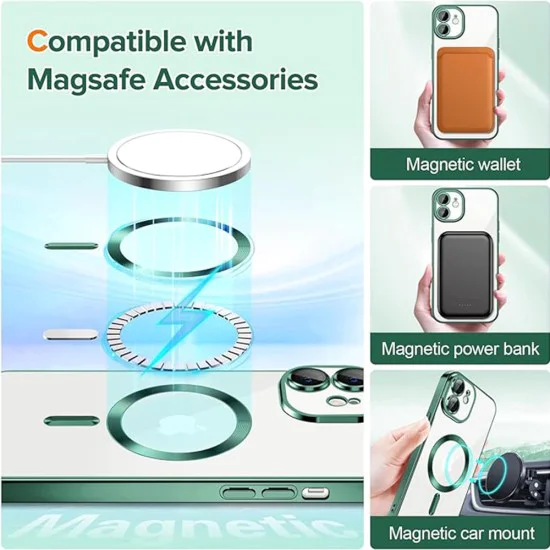 Калъф за iPhone 12 - Luxury Crystal MagSafe - Deep Green