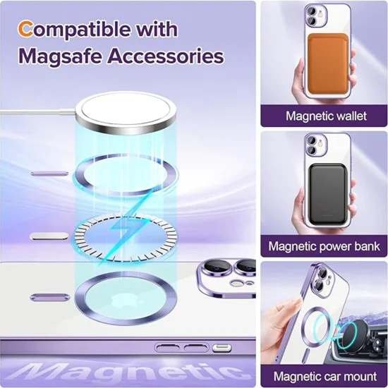 Калъф за iPhone 12 - Luxury Crystal MagSafe - Светло лилав
