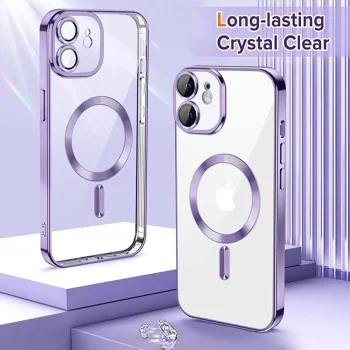 Калъф за iPhone 12 - Luxury Crystal MagSafe - Светло лилав