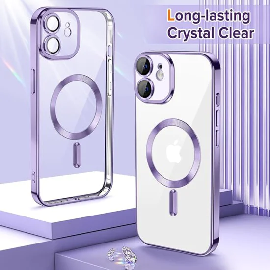 Калъф за iPhone 12 - Luxury Crystal MagSafe - Светло лилав