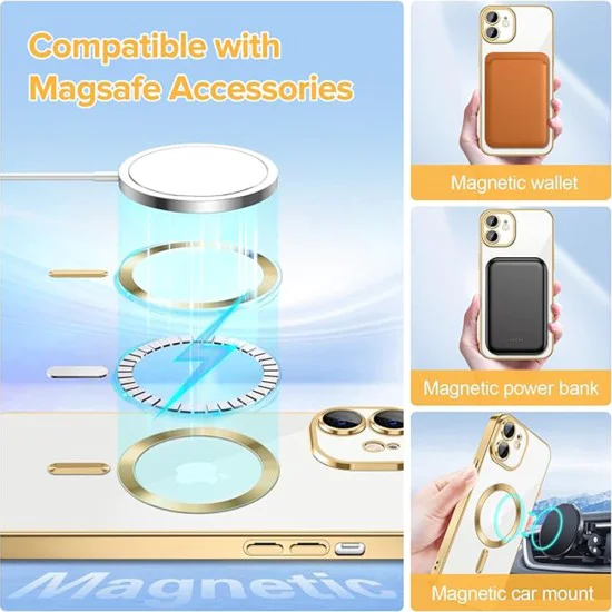 Калъф за iPhone 12 - Luxury Crystal MagSafe - Златен