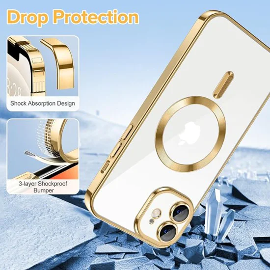 Калъф за iPhone 12 - Luxury Crystal MagSafe - Златен