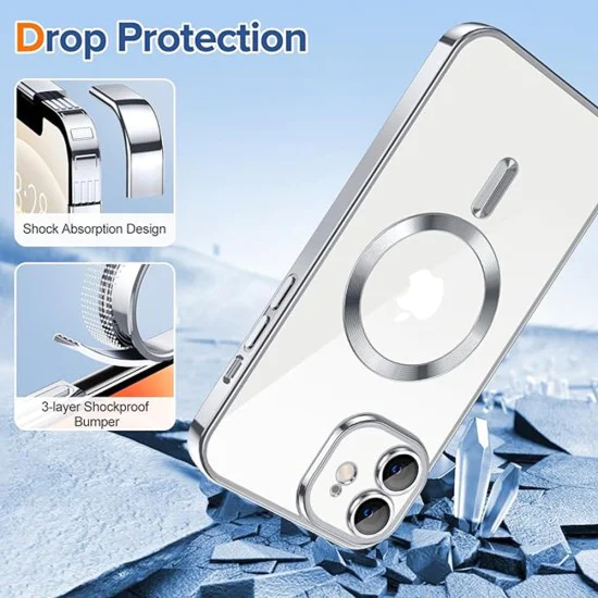 Калъф за iPhone 12 - Luxury Crystal MagSafe - Сребрист