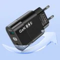 Зарядно Priza GaN, USB, Type-C, 65W - (CHPD131) - Черно