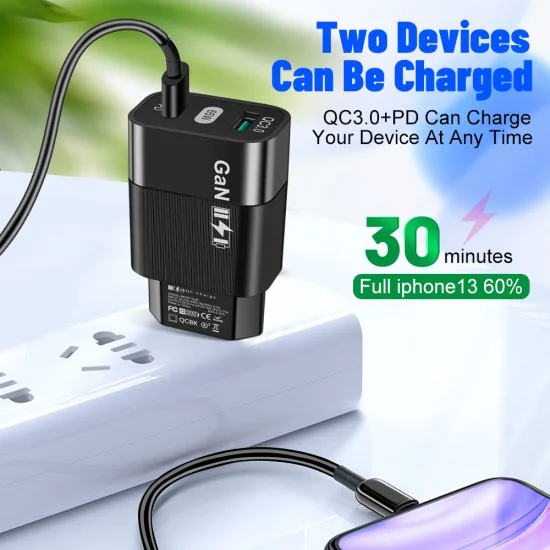 Зарядно Priza GaN, USB, Type-C, 65W - (CHPD131) - Черно
