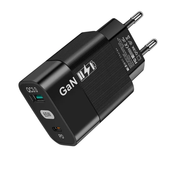 Зарядно Priza GaN, USB, Type-C, 65W - (CHPD131) - Черно