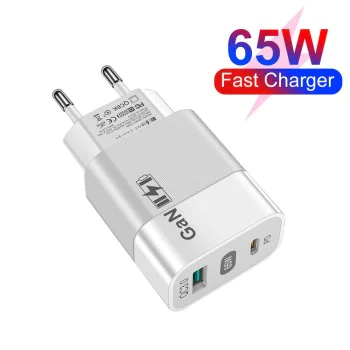 Зарядно устройство Priza GaN, USB, Type-C, 65W - (CHPD131) - Бяло