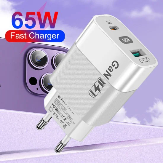 Зарядно устройство Priza GaN, USB, Type-C, 65W - (CHPD131) - Бяло