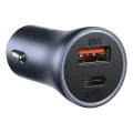 Baseus - Зарядно за кола Golden Pro (TZCCJD-B0G) - USB-A, USB-C, 40W с кабел Type-C към Lightning - Тъмно сиво