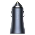 Baseus - Зарядно за кола Golden Pro (TZCCJD-B0G) - USB-A, USB-C, 40W с кабел Type-C към Lightning - Тъмно сиво