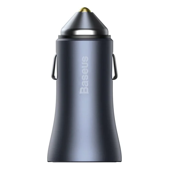 Baseus - Зарядно за кола Golden Pro (TZCCJD-B0G) - USB-A, USB-C, 40W с кабел Type-C към Lightning - Тъмно сиво