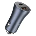 Baseus - Зарядно за кола Golden Pro (TZCCJD-B0G) - USB-A, USB-C, 40W с кабел Type-C към Lightning - Тъмно сиво