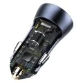 Baseus - Зарядно за кола Golden Pro (TZCCJD-B0G) - USB-A, USB-C, 40W с кабел Type-C към Lightning - Тъмно сиво