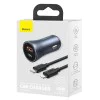 Baseus - Зарядно за кола Golden Pro (TZCCJD-B0G) - USB-A, USB-C, 40W с кабел Type-C към Lightning - Тъмно сиво