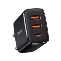 Baseus - Компактно зарядно за стена (CCXJ-E01) - USB-C, PD, 30W, 2xUSB-A, QC, 3A - Черно