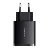 Baseus - Компактно зарядно за стена (CCXJ-E01) - USB-C, PD, 30W, 2xUSB-A, QC, 3A - Черно