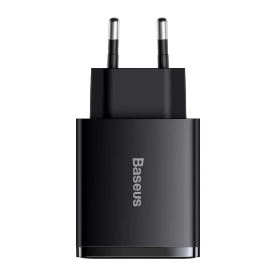 Baseus - Компактно зарядно за стена (CCXJ-E01) - USB-C, PD, 30W, 2xUSB-A, QC, 3A - Черно