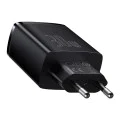 Baseus - Компактно зарядно за стена (CCXJ-E01) - USB-C, PD, 30W, 2xUSB-A, QC, 3A - Черно