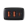 Baseus - Компактно зарядно за стена (CCXJ-E01) - USB-C, PD, 30W, 2xUSB-A, QC, 3A - Черно