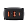 Baseus - Компактно зарядно за стена (CCXJ-E01) - USB-C, PD, 30W, 2xUSB-A, QC, 3A - Черно
