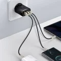 Baseus - Компактно зарядно за стена (CCXJ-E01) - USB-C, PD, 30W, 2xUSB-A, QC, 3A - Черно