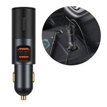 Автоматично зарядно устройство 2xUSB, QC3.0, 120W - Baseus Share Together (CCBT-D0G/C00034800817-Z1) - сиво