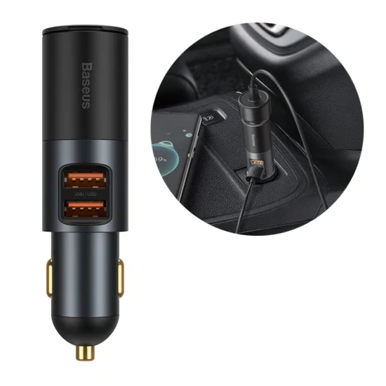 Автоматично зарядно устройство 2xUSB, QC3.0, 120W - Baseus Share Together (CCBT-D0G/C00034800817-Z1) - сиво