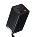 Зарядна станция 2xUSB-C, PD65W, 2xUSB-A, 5A + Type-C кабел - Baseus GaN3 Pro (CCGP04010101) - черен