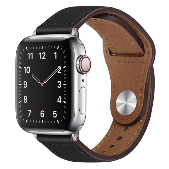 Мъжка каишка за Apple Watch за Apple Watch 1/2/3/3/4/4/5/5/5/6/6/7/8/9/10/SE/SE 2/Ultra/Ultra 2 (42/44 /45/46/49 мм) - Каишка за часовник (W033) - Черна