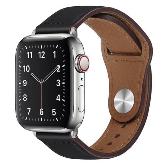 Мъжка каишка за Apple Watch за Apple Watch 1/2/3/3/4/4/5/5/5/6/6/7/8/9/10/SE/SE 2/Ultra/Ultra 2 (42/44 /45/46/49 мм) - Каишка за часовник (W033) - Черна