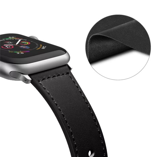 Мъжка каишка за Apple Watch за Apple Watch 1/2/3/3/4/4/5/5/5/6/6/7/8/9/10/SE/SE 2/Ultra/Ultra 2 (42/44 /45/46/49 мм) - Каишка за часовник (W033) - Черна