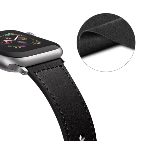 Мъжка каишка за Apple Watch за Apple Watch 1/2/3/3/4/4/5/5/5/6/6/7/8/9/10/SE/SE 2/Ultra/Ultra 2 (42/44 /45/46/49 мм) - Каишка за часовник (W033) - Черна