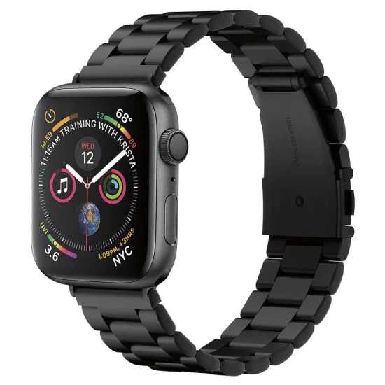 Каишка за Apple Watch 1/2/3/3/4/4/5/5/5/6/6/7/8/7/8/9/10/SE/SE/SE 2/Ultra/Ultra 2 ( 42/44/45/46/49 мм) - Spigen Modern Fit - Черен
