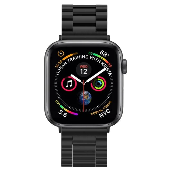 Каишка за Apple Watch 1/2/3/3/4/4/5/5/5/6/6/7/8/7/8/9/10/SE/SE/SE 2/Ultra/Ultra 2 ( 42/44/45/46/49 мм) - Spigen Modern Fit - Черен