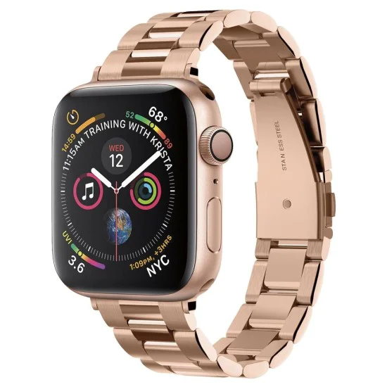 Каишка за Apple Watch 1/2/3/3/4/4/5/5/6/6/7/8/7/8/9/10/10/SE/SE 2 (38/40/41/42 mm ) - Spigen Modern Fit - розово злато