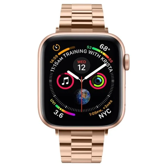 Каишка за Apple Watch 1/2/3/3/4/4/5/5/6/6/7/8/7/8/9/10/10/SE/SE 2 (38/40/41/42 mm ) - Spigen Modern Fit - розово злато