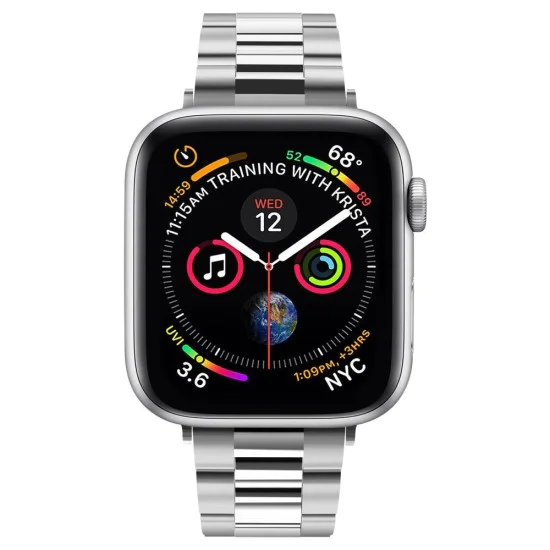 Каишка за Apple Watch за Apple Watch 1/2/3/3/4/4/5/5/6/6/7/8/7/8/9/10/10/SE/SE 2 (38/40/41) /42 мм) - Spigen Modern Fit - Сребрист