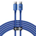 Baseus - Кабел за данни Crystal Shine (CAJY000603) - Type-C към Type-C, 100W, 1.2m - Син