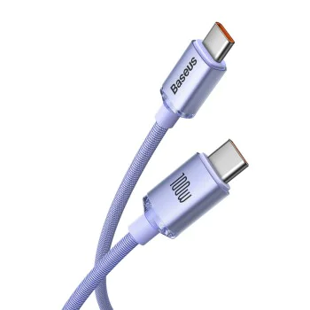 Baseus - Кабел за данни Crystal Shine (CAJY000705) - Type-C към Type-C, 100W, 2m - лилав