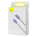 Baseus - Кабел за данни Crystal Shine (CAJY000705) - Type-C към Type-C, 100W, 2m - лилав