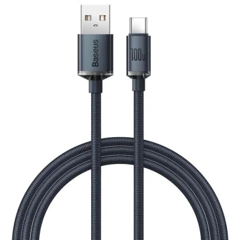 Кабел за данни USB към Type-C 100W, 2m - Baseus Crystal Shine (CAJY000501) - черен