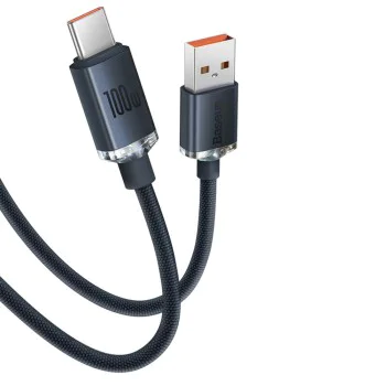 Кабел за данни USB към Type-C 100W, 2m - Baseus Crystal Shine (CAJY000501) - черен
