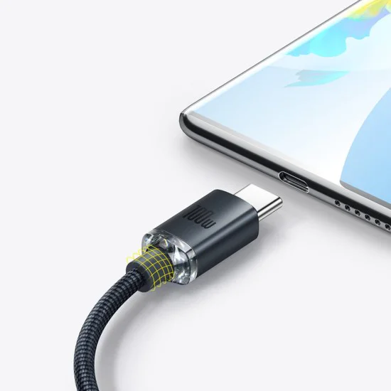 Кабел за данни USB към Type-C 100W, 2m - Baseus Crystal Shine (CAJY000501) - черен