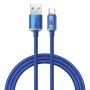 Кабел за данни USB към Type-C 100W, 1.2m - Baseus Crystal Shine (CAJY000403) - син