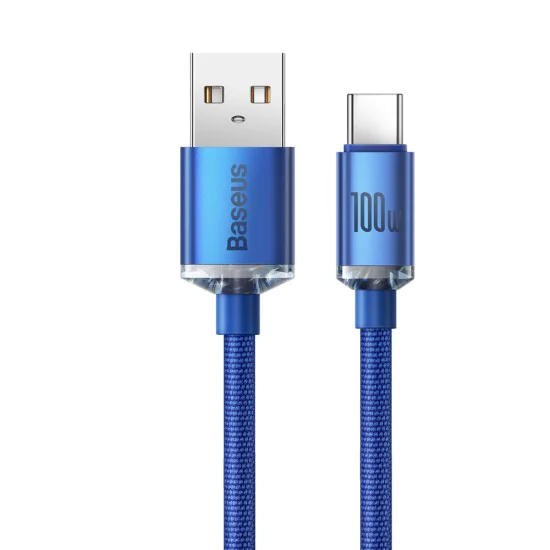 Кабел за данни USB към Type-C 100W, 1.2m - Baseus Crystal Shine (CAJY000403) - син