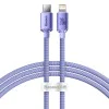 Baseus - Кабел за данни Crystal Shine (CAJY000305) - Type-C към Lightning, 20W, 2m - лилав