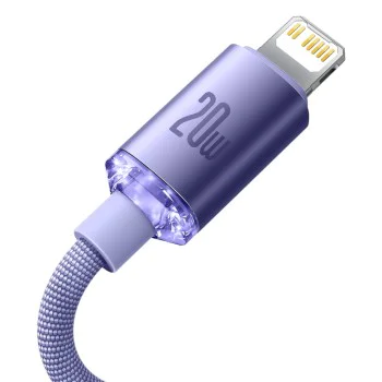 Baseus - Кабел за данни Crystal Shine (CAJY000305) - Type-C към Lightning, 20W, 2m - лилав