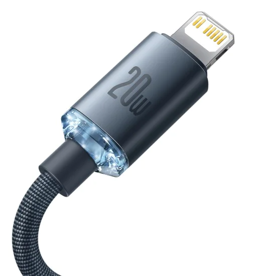 Baseus - Кабел за данни Crystal Shine (CAJY000301) - Type-C към Lightning, 20W, 2m - Черен