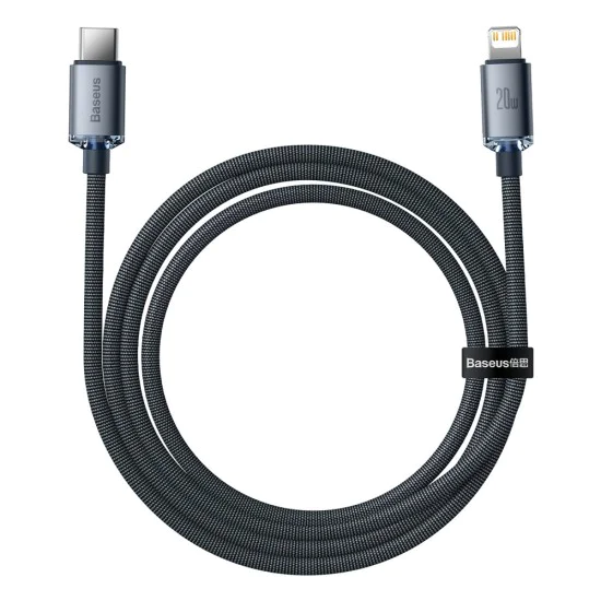 Baseus - Кабел за данни Crystal Shine (CAJY000201) - Type-C към Lightning, 20W, 1.2m - Черен