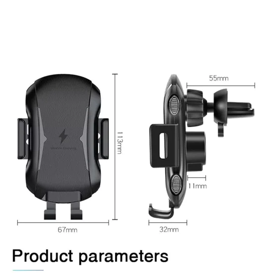 Универсална стойка за кола с безжично зареждане 10W - Premium (CAPD032) - черна